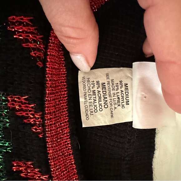 Ladies black vintage Holiday Time Christmas wreath sweater M EUC - Picture 5 of 5
